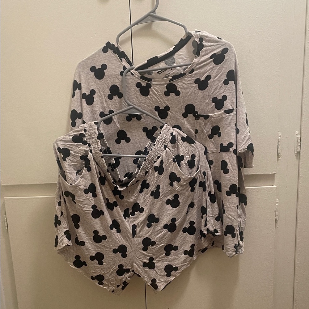 Disney Black and Gray Mickey Mouse Pajama Set